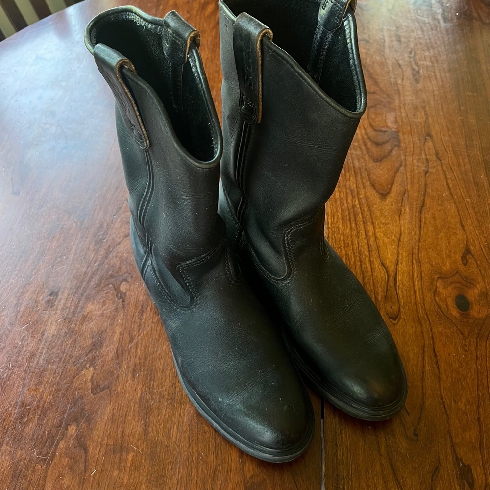 Red Wing Black Leather Pull‎ On Pecos Work Boots Women's Ankle Boots Sz.7